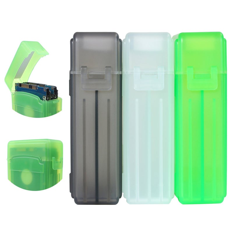 JDYYICZ 2.5 Inches SSD Hard Disk Drive Protection Storage Box Case for Solid State Disk, Pack of 3 Assorted Colors(Grey/White/Green) - Image 1